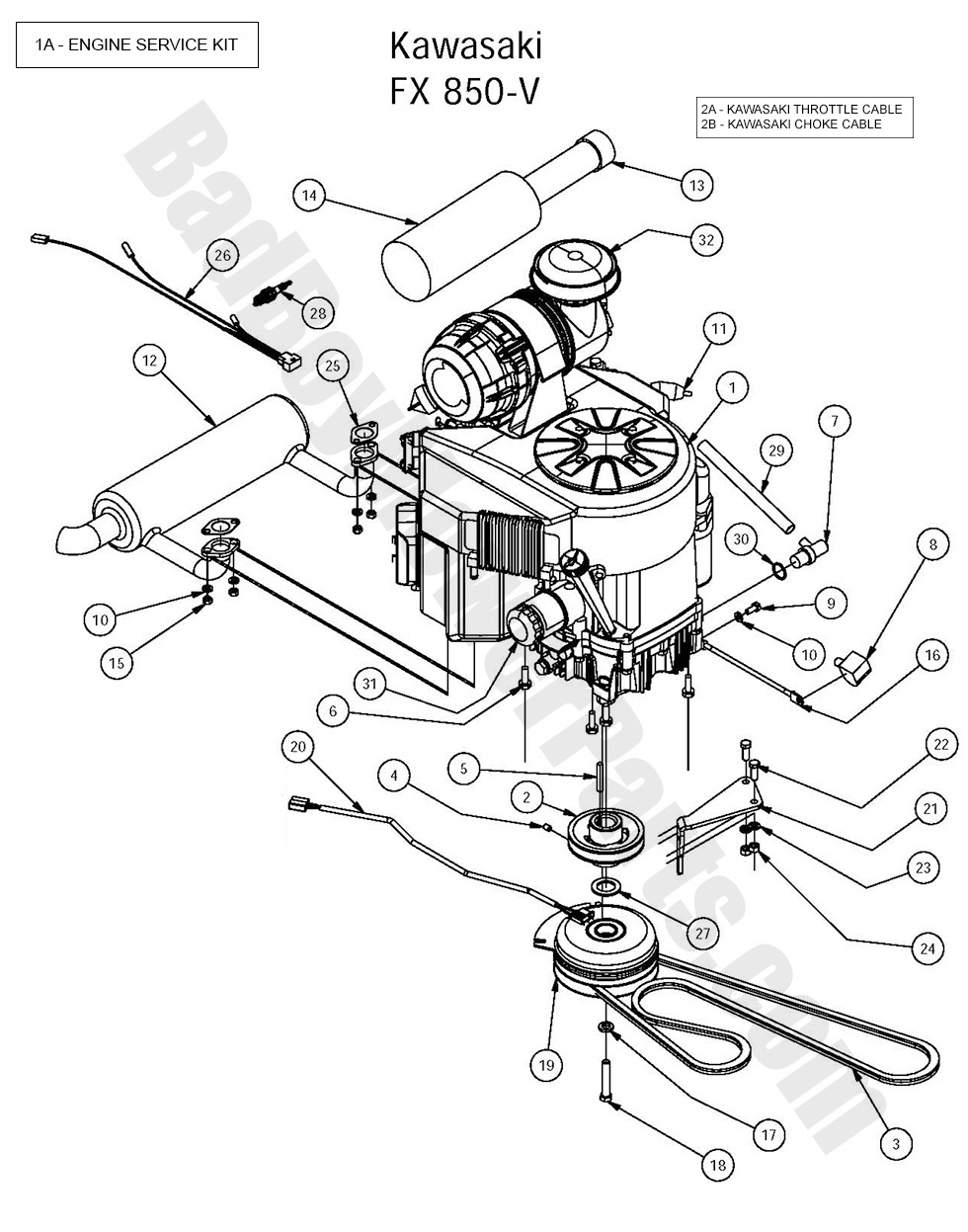 1375 - Bad Boy Mower Parts Lookup > 2016 > Outlaw & Outlaw Extreme > Engine - Kawasaki FX850